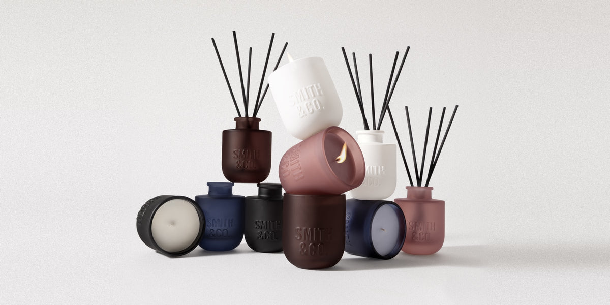 Smith & Co mini reed diffusers and mini scented candles in several scents